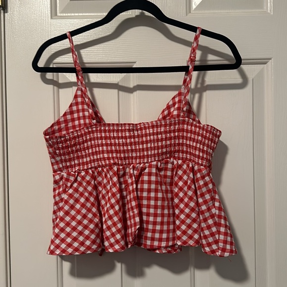 SHEIN red plaid tie top - Picture 3 of 5